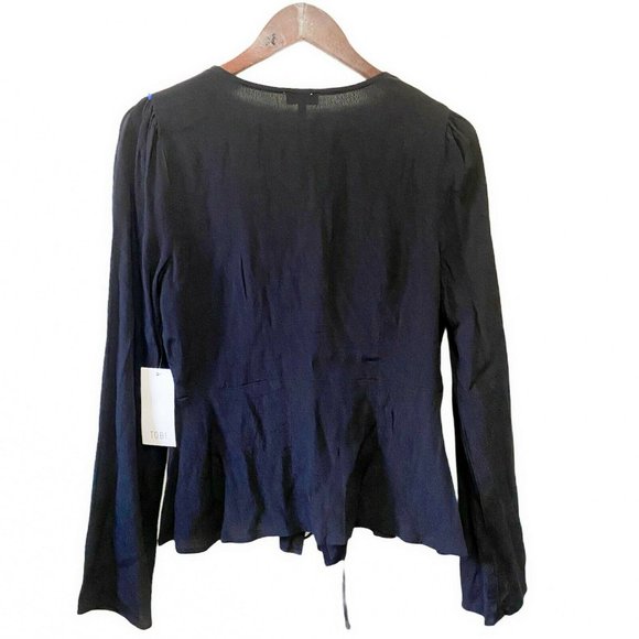 TOBI Women's Size M Open Front Laced Up Cardigan Sweater Long Sleeve Black - Picture 2 of 5